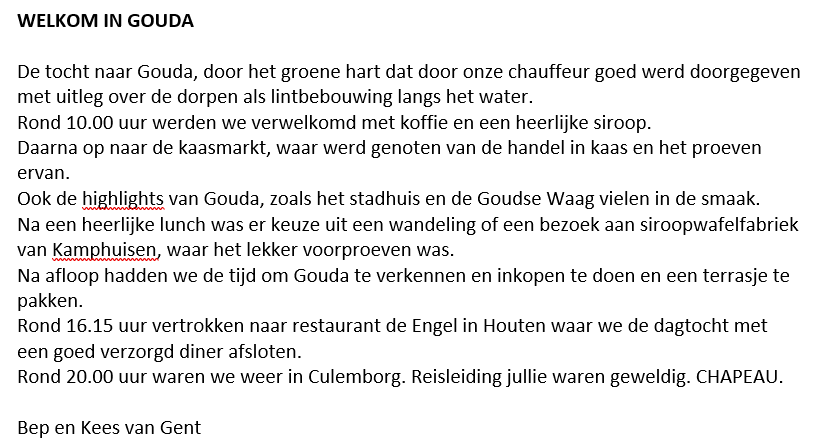 Verslag Gouda tekst
